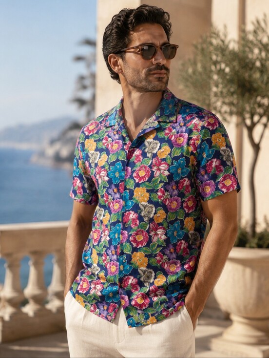 Patrick Assaraf Other - Patrick Assaraf NWT Floral Camp Collar Resort Shirt Cotton L